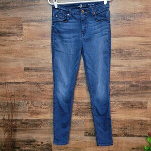 7 For All Mankind Jeans Size 30 High Rise Skinny Medium Dark Wash Stretch